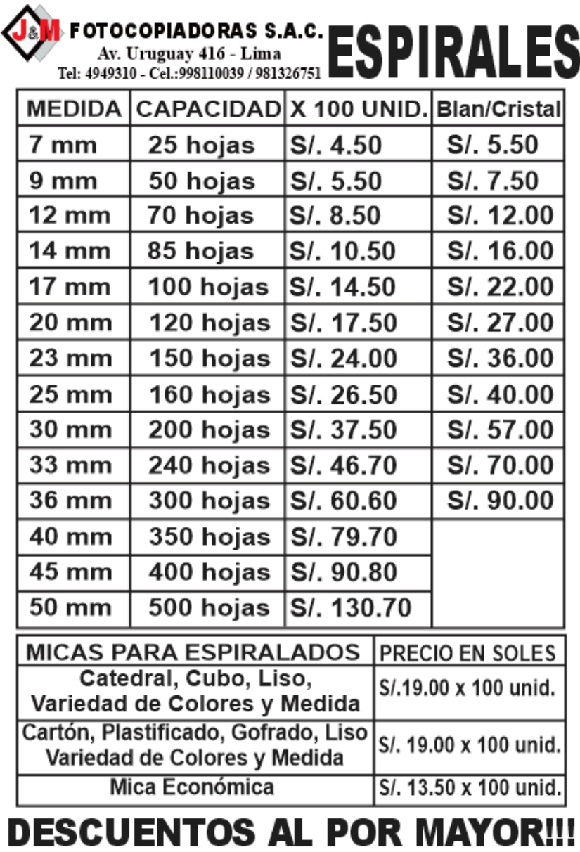 Espirales de encuadernacion